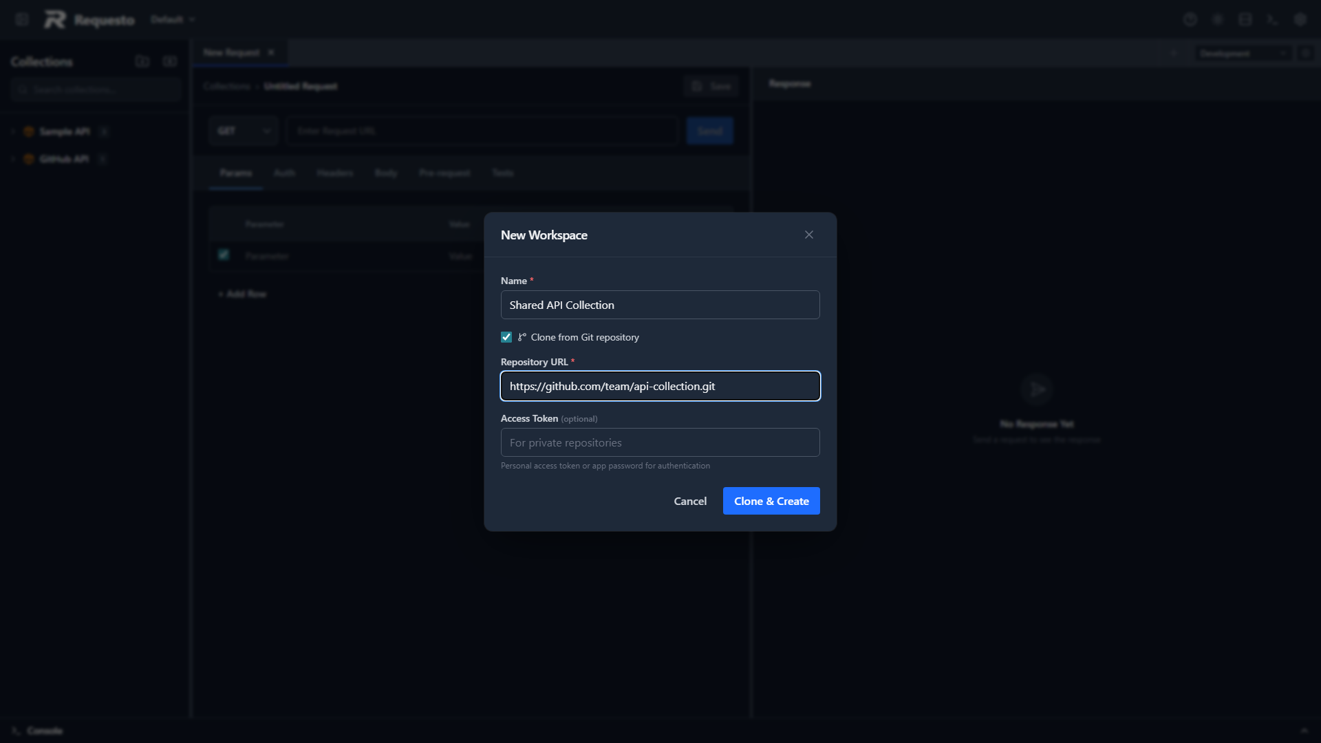 Clone from git form