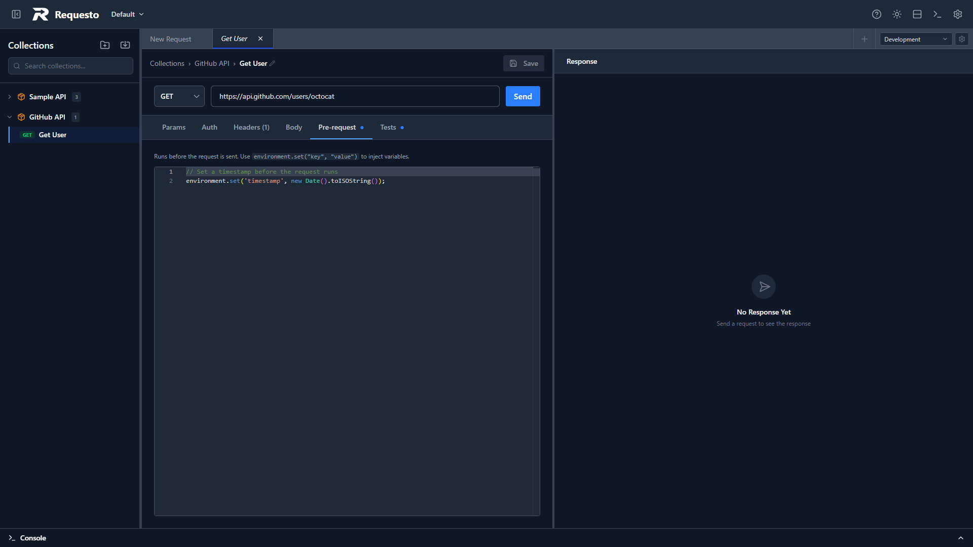 Pre-request script editor