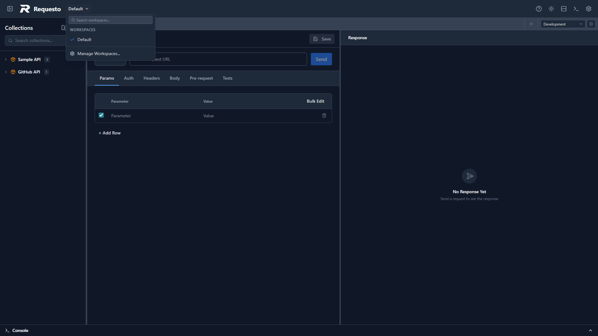 Workspace switcher dropdown