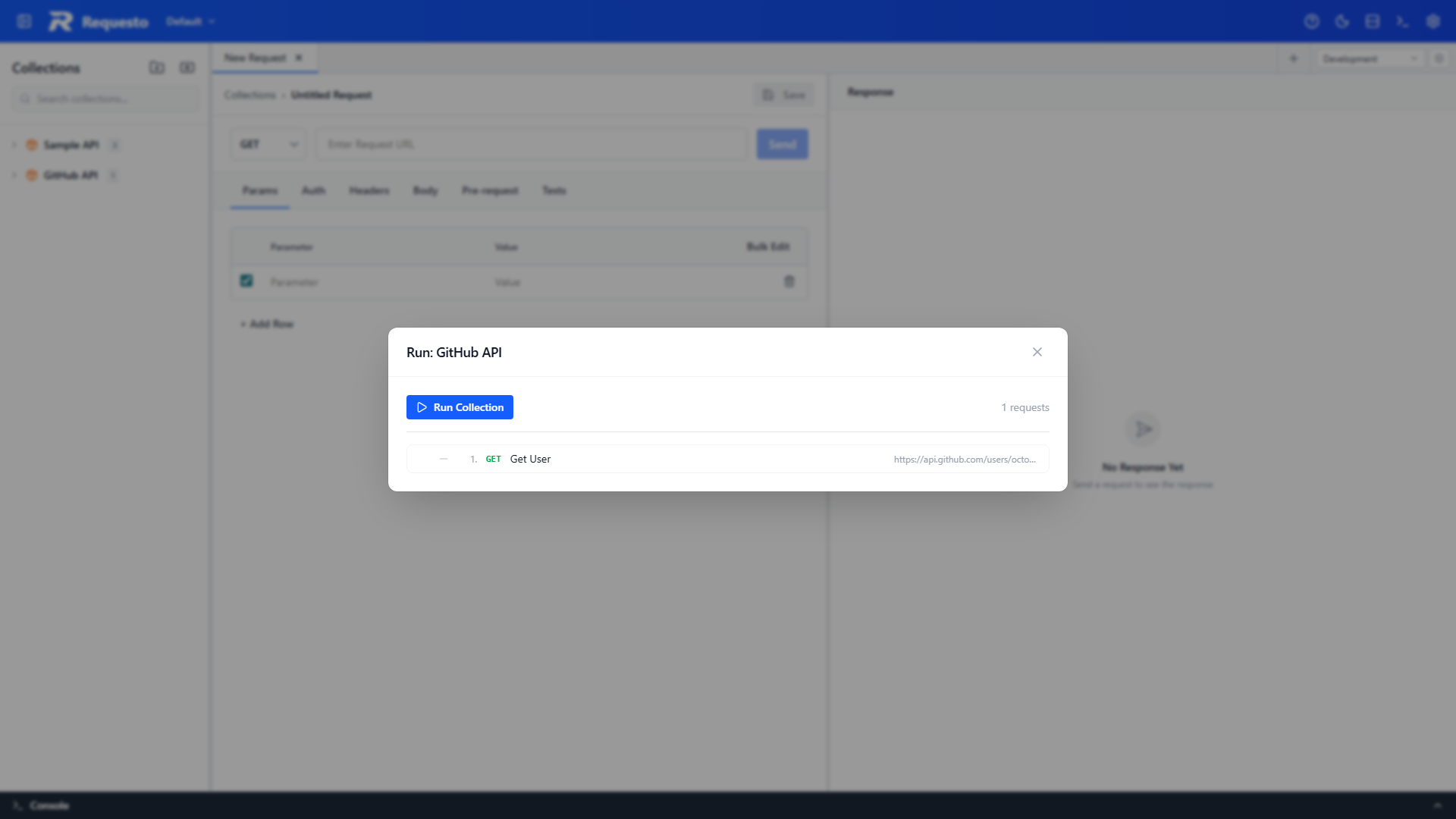 Collection runner dialog