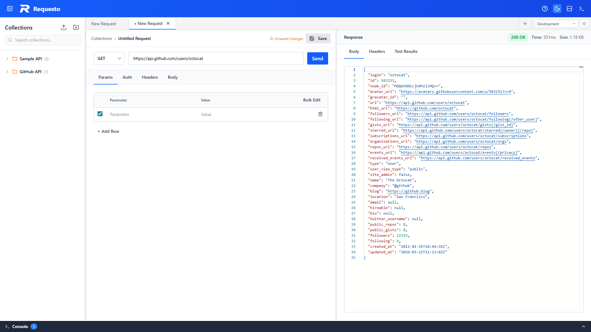 First GET request with response