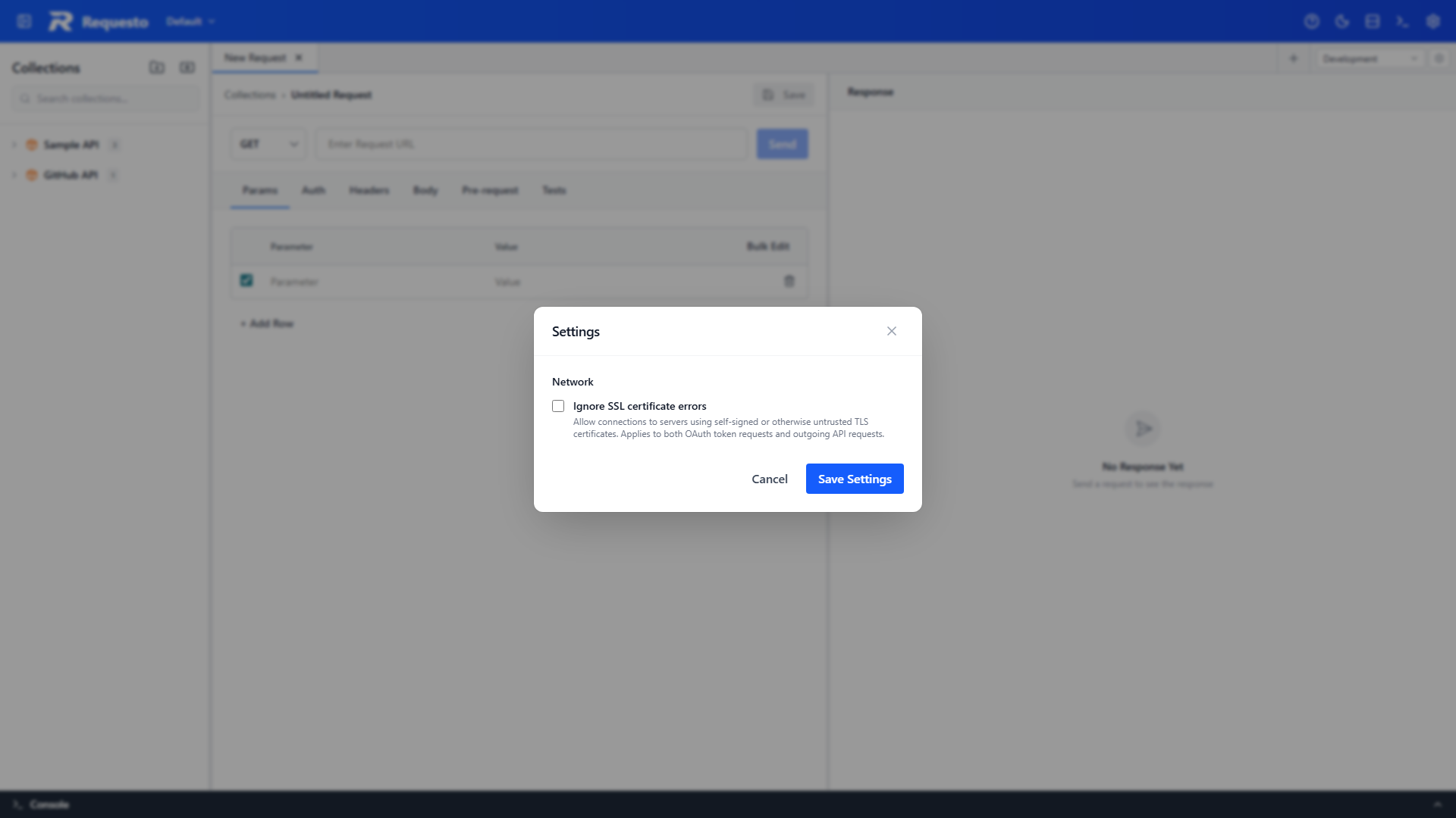Settings dialog