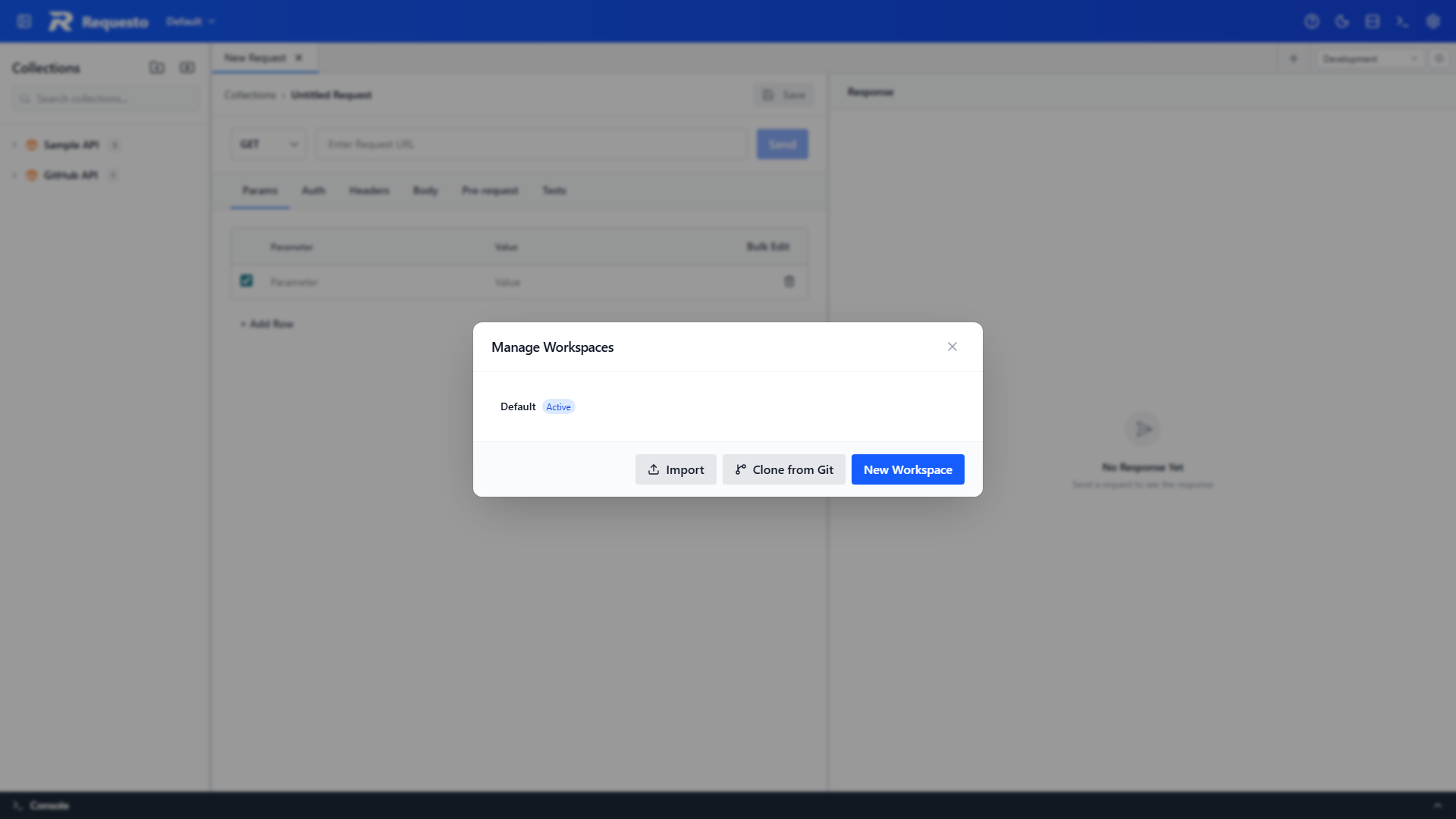 Workspace manager dialog
