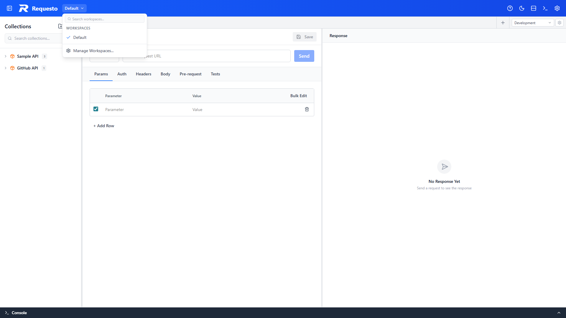 Workspace switcher dropdown